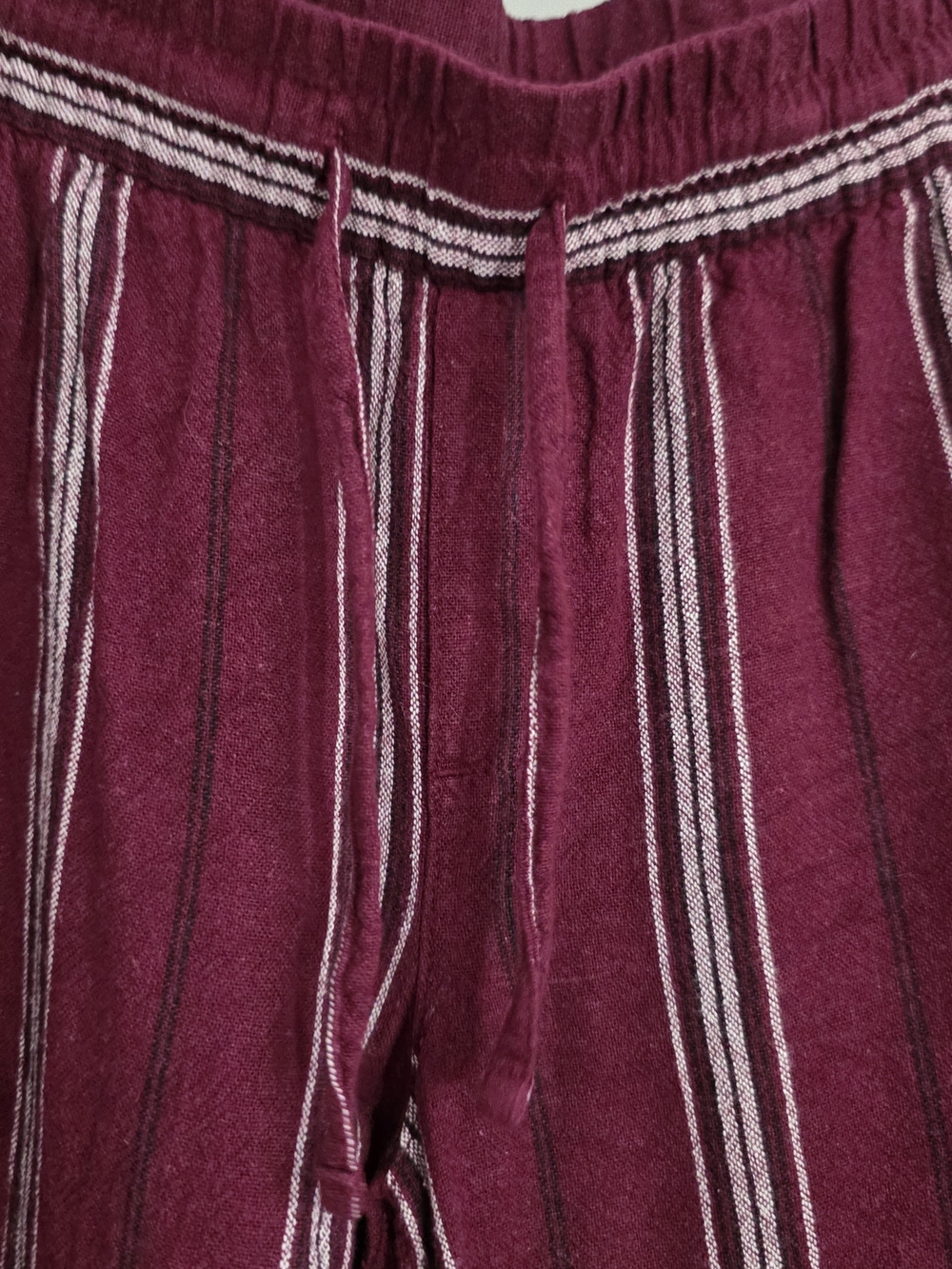 Old Navy Burgundy Striped Linen Blend Wide Leg Pull-On Pants Size M - Picture 4 of 10